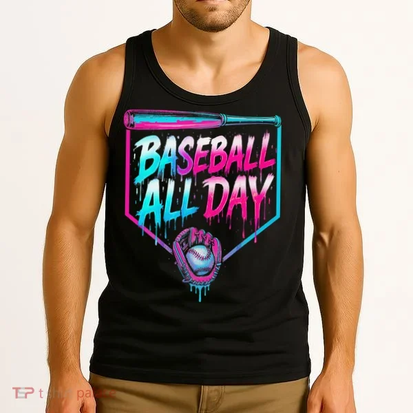 Baseball All Day Ice Cream Dripping Drip Tank Top