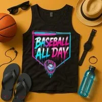 Baseball All Day Ice Cream Dripping Drip Tank Top thumb 4