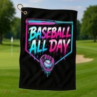 Baseball All Day Ice Cream Dripping Drip Golf Towel thumb 1