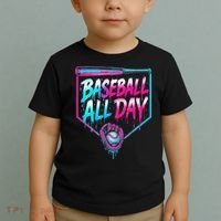 Baseball All Day Ice Cream Dripping Drip Toddler T-Shirt thumb 2