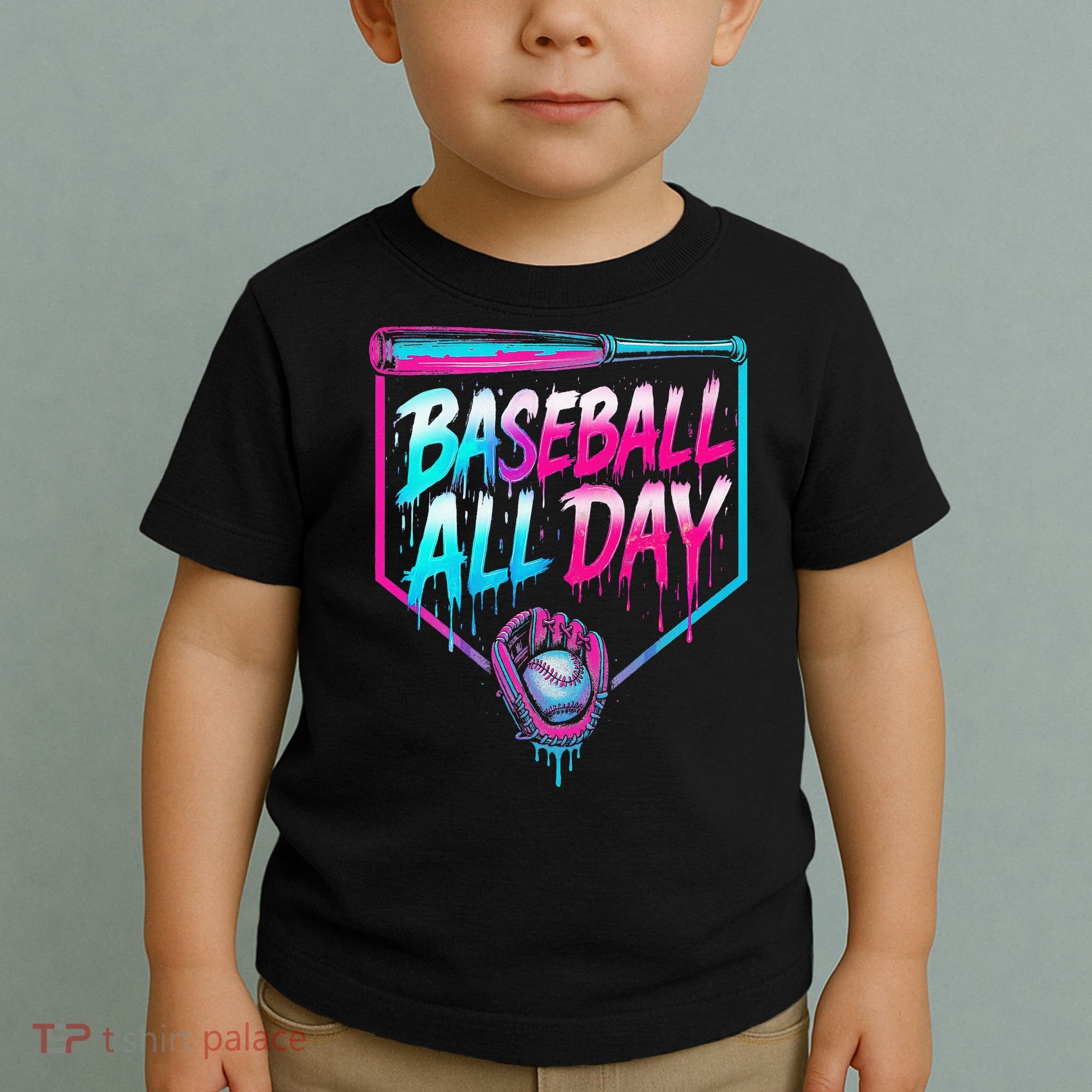Baseball All Day Ice Cream Dripping Drip Toddler T-Shirt