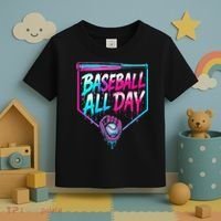 Baseball All Day Ice Cream Dripping Drip Toddler T-Shirt thumb 3