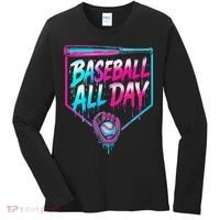Baseball All Day Ice Cream Dripping Drip Women's Long Sleeve Shirt thumb 0