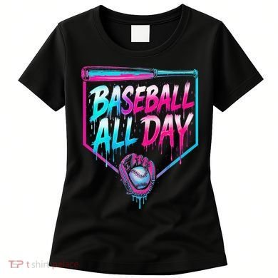 Baseball All Day Ice Cream Dripping Drip Women's T-Shirt