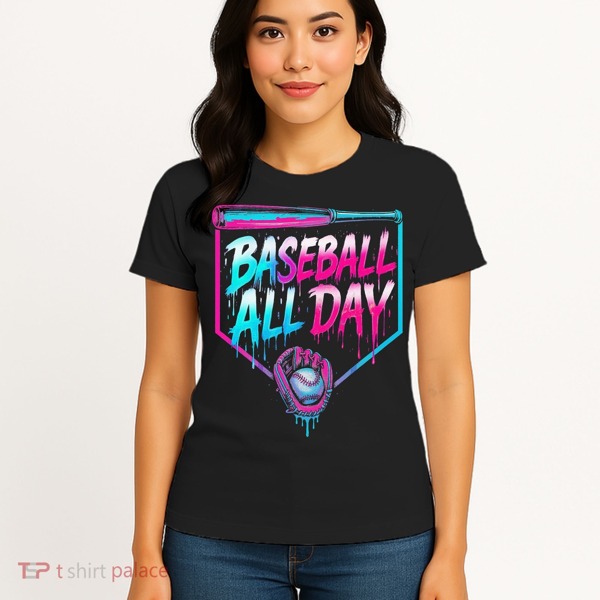 Baseball All Day Ice Cream Dripping Drip Women's T-Shirt