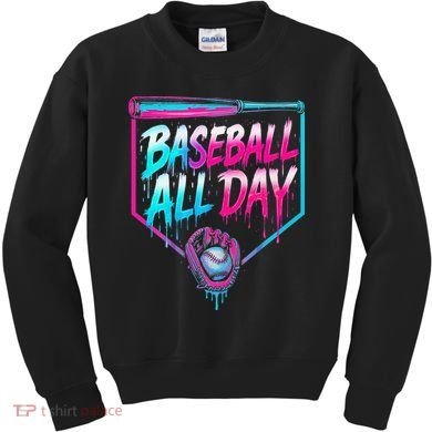 Baseball All Day Ice Cream Dripping Drip Kids Sweatshirt