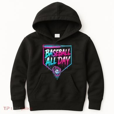 Baseball All Day Ice Cream Dripping Drip Kids Hoodie