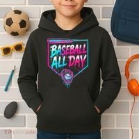 Baseball All Day Ice Cream Dripping Drip Kids Hoodie thumb 2