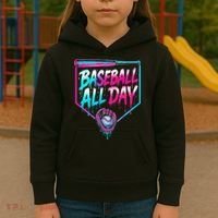 Baseball All Day Ice Cream Dripping Drip Kids Hoodie thumb 3