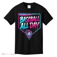 Baseball All Day Ice Cream Dripping Drip Kids T-Shirt thumb 0