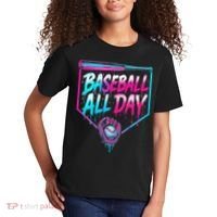 Baseball All Day Ice Cream Dripping Drip Kids T-Shirt thumb 2