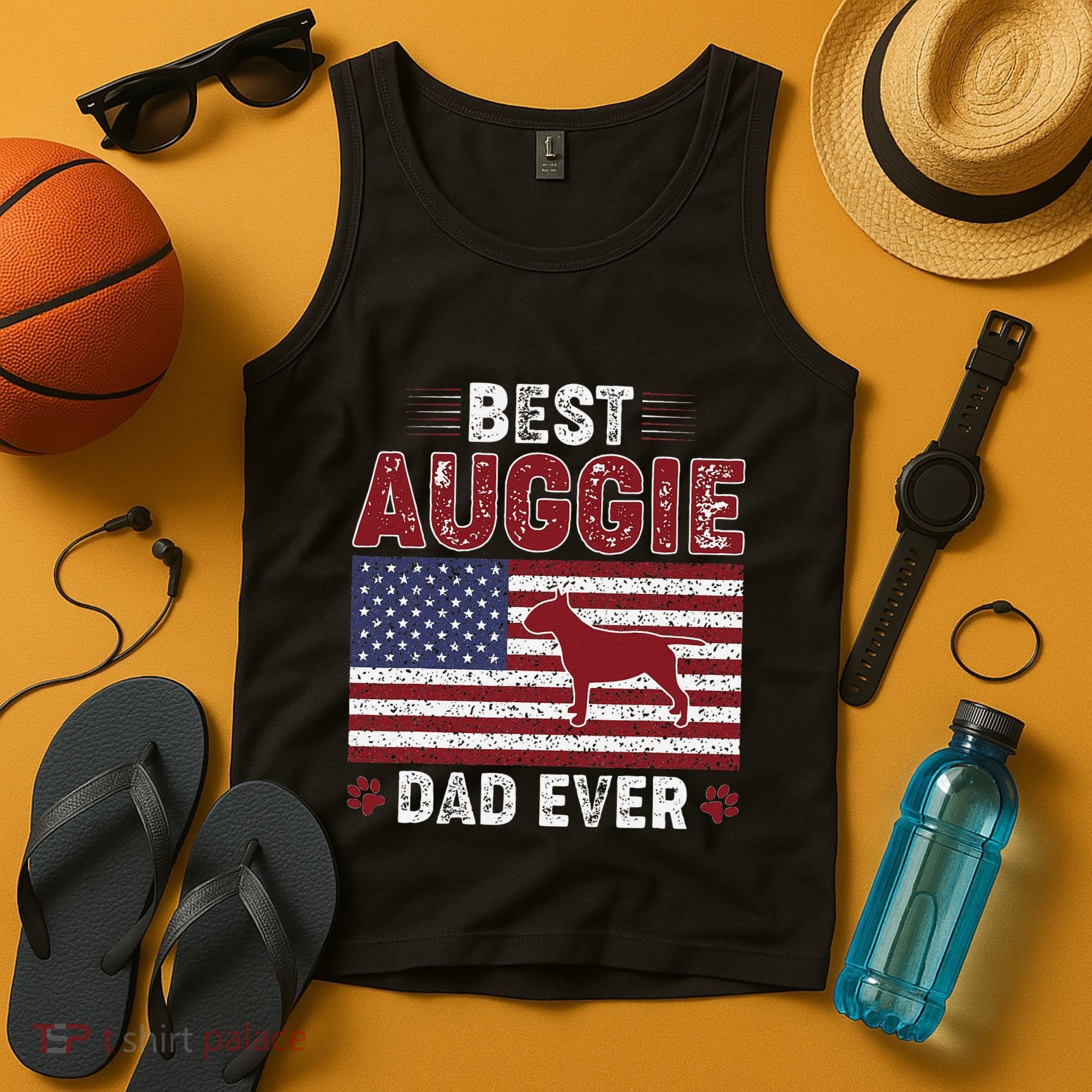 Best Auggie Dad Ever American Flag Dog Dad Tank Top