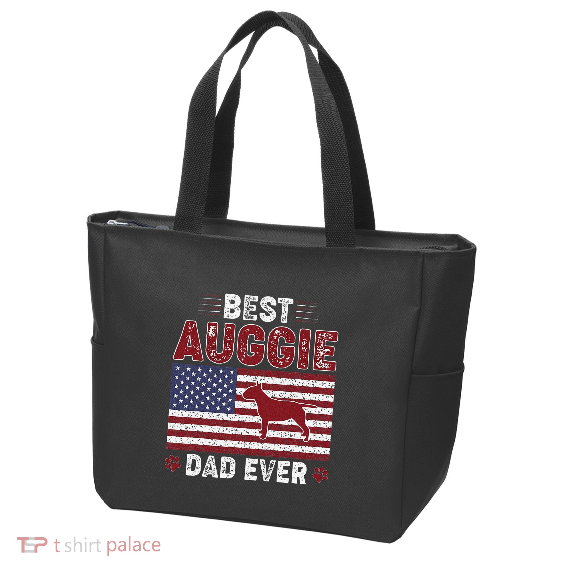 Best Auggie Dad Ever American Flag Dog Dad Tote Bag