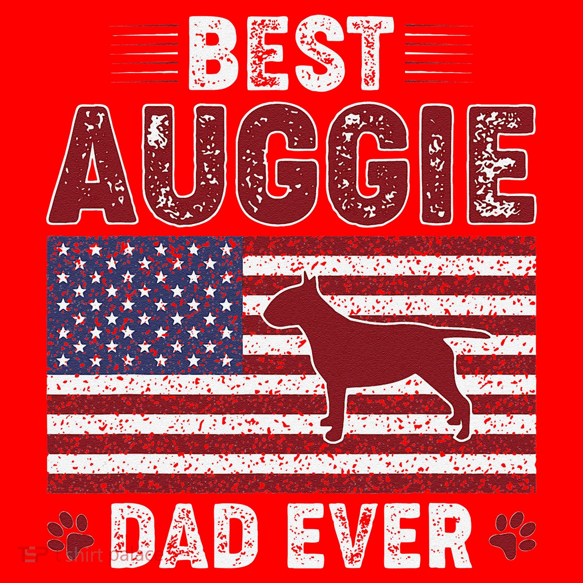 Best Auggie Dad Ever American Flag Dog Dad Santa Hat