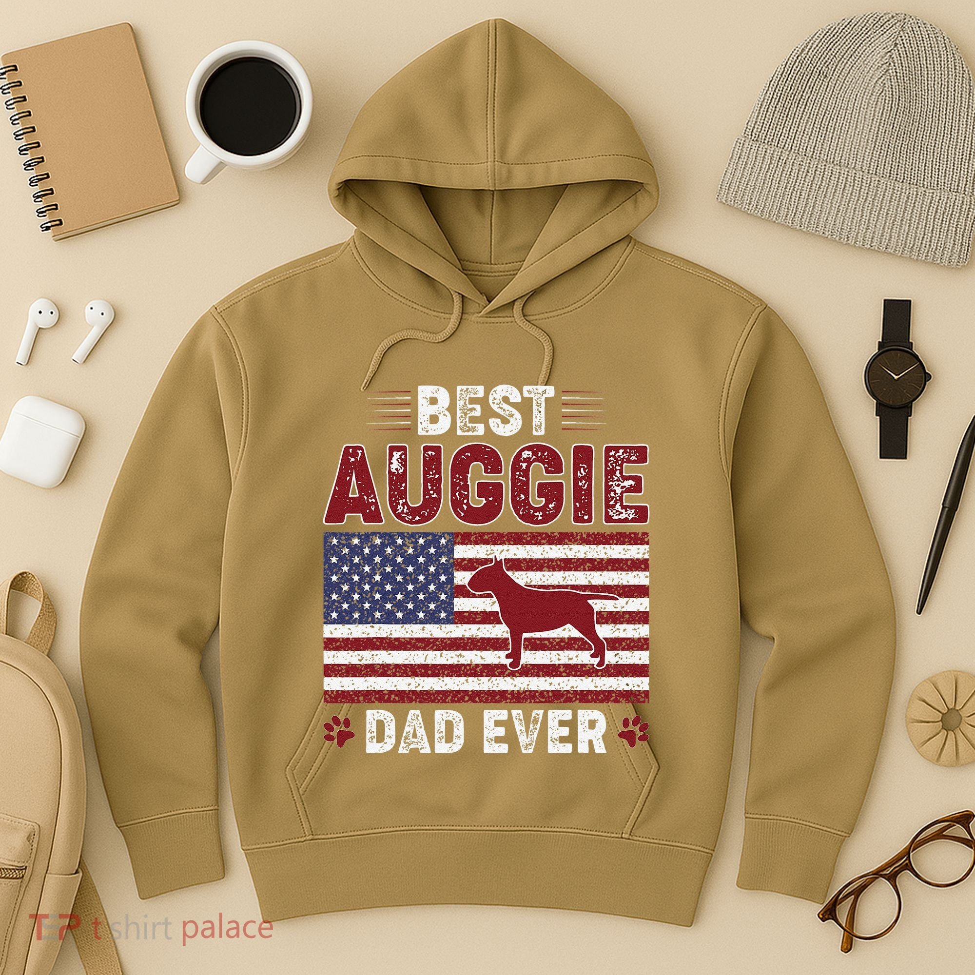 Best Auggie Dad Ever American Flag Dog Dad Hoodie