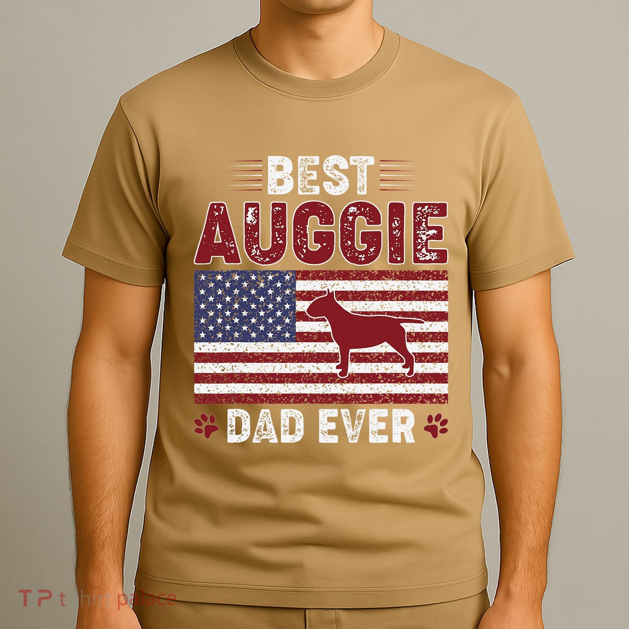 Best Auggie Dad Ever American Flag Dog Dad T-Shirt