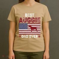 Best Auggie Dad Ever American Flag Dog Dad T-Shirt thumb 4