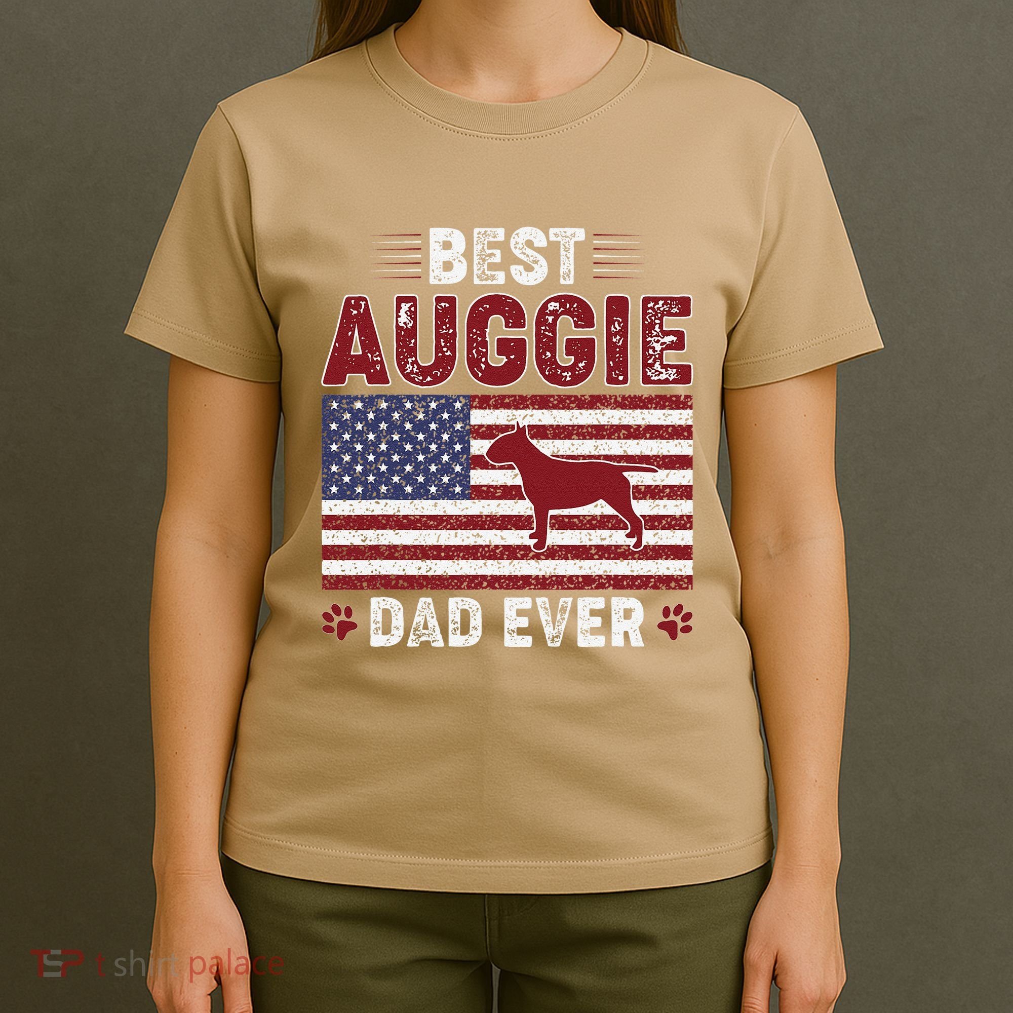 Best Auggie Dad Ever American Flag Dog Dad T-Shirt