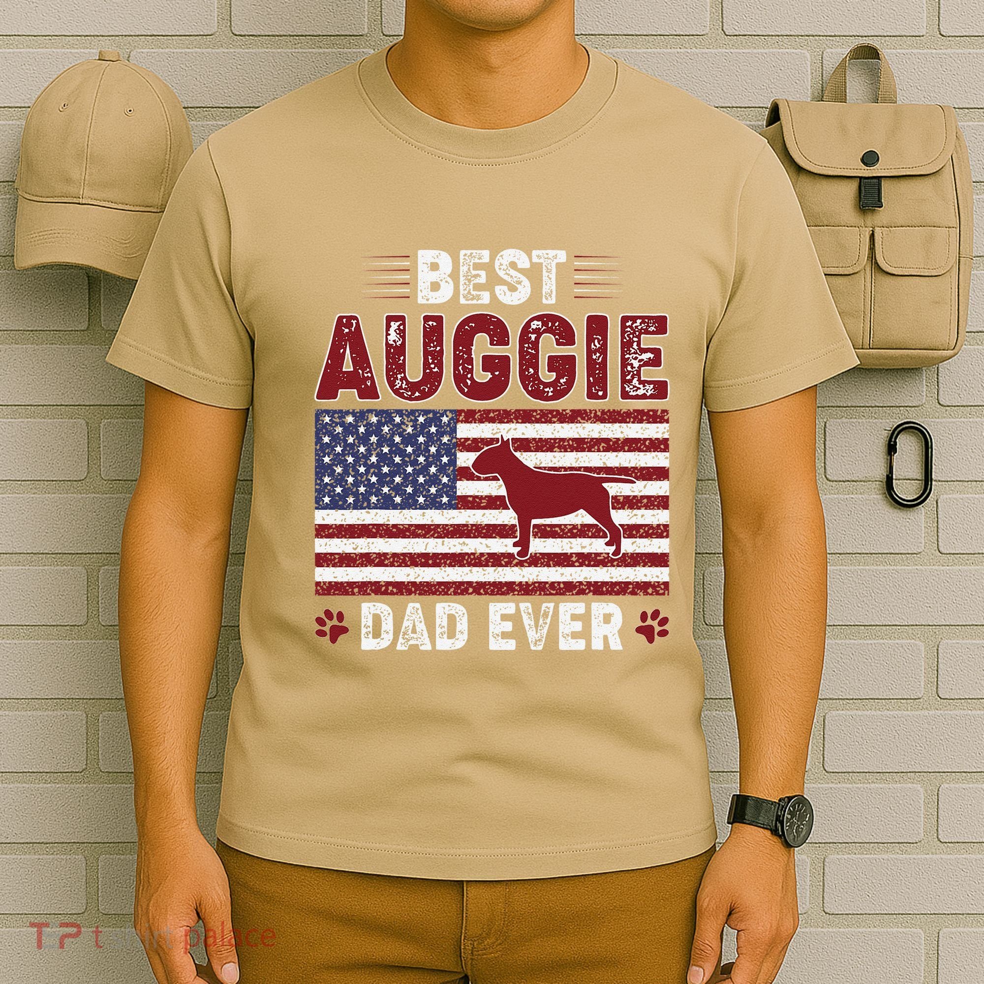 Best Auggie Dad Ever American Flag Dog Dad T-Shirt