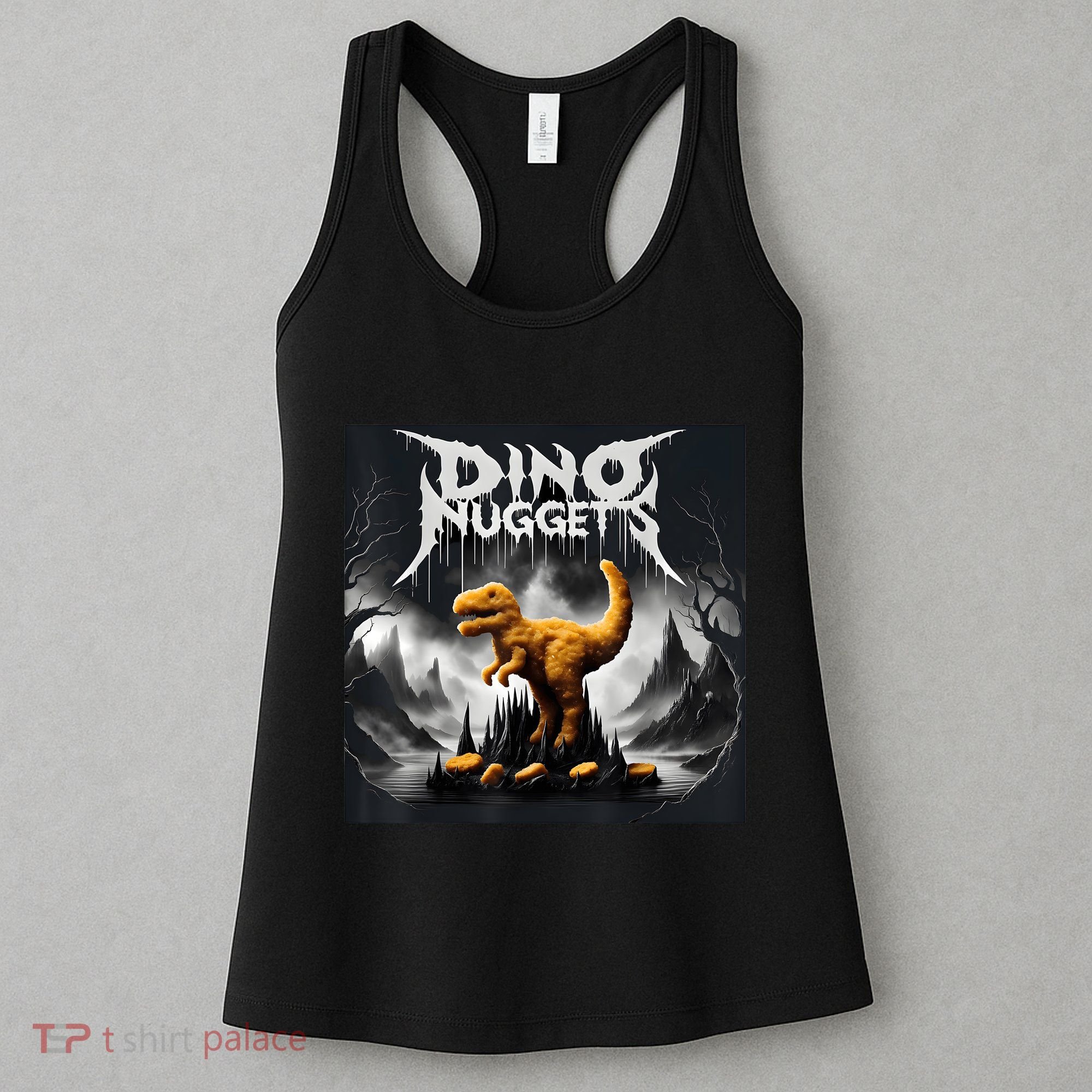 Black Aesthetic Dino Nuggets Death Metal Music Chicken Nugs Women's Tank Top