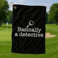 Basically A Detective True Crime Fan Funny Mystery Meme Gift Golf Towel thumb 1