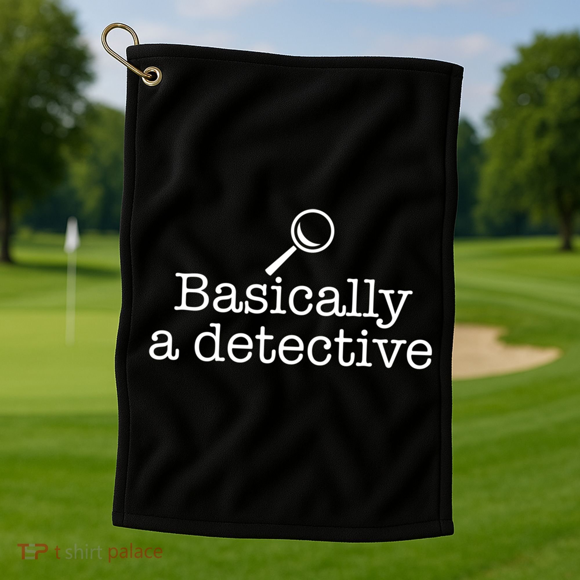 Basically A Detective True Crime Fan Funny Mystery Meme Gift Golf Towel