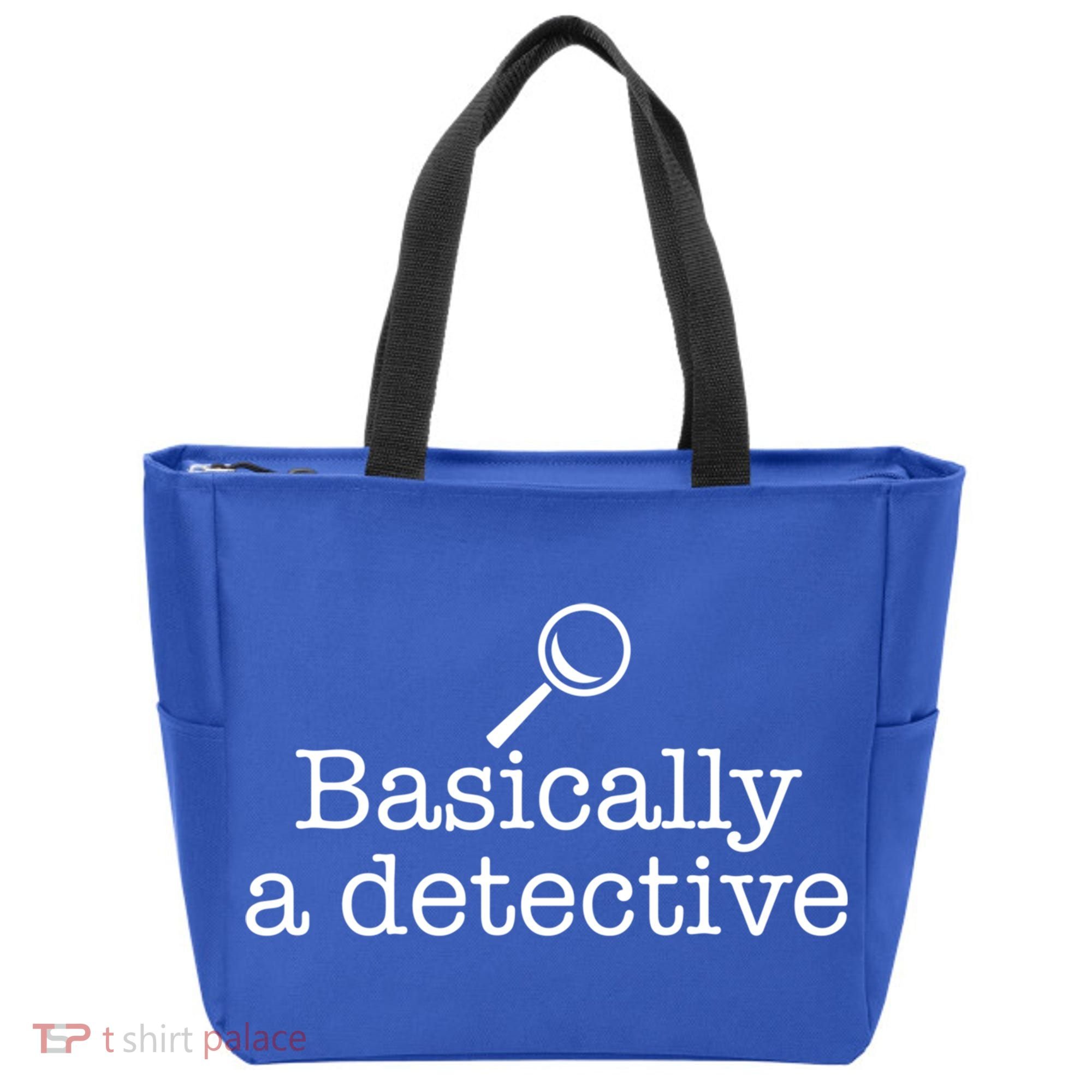 Basically A Detective True Crime Fan Funny Mystery Meme Gift Tote Bag