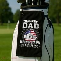 Being A Dad Is An Honor Being A Papa Is Priceless Funny Gift Golf Towel thumb 2