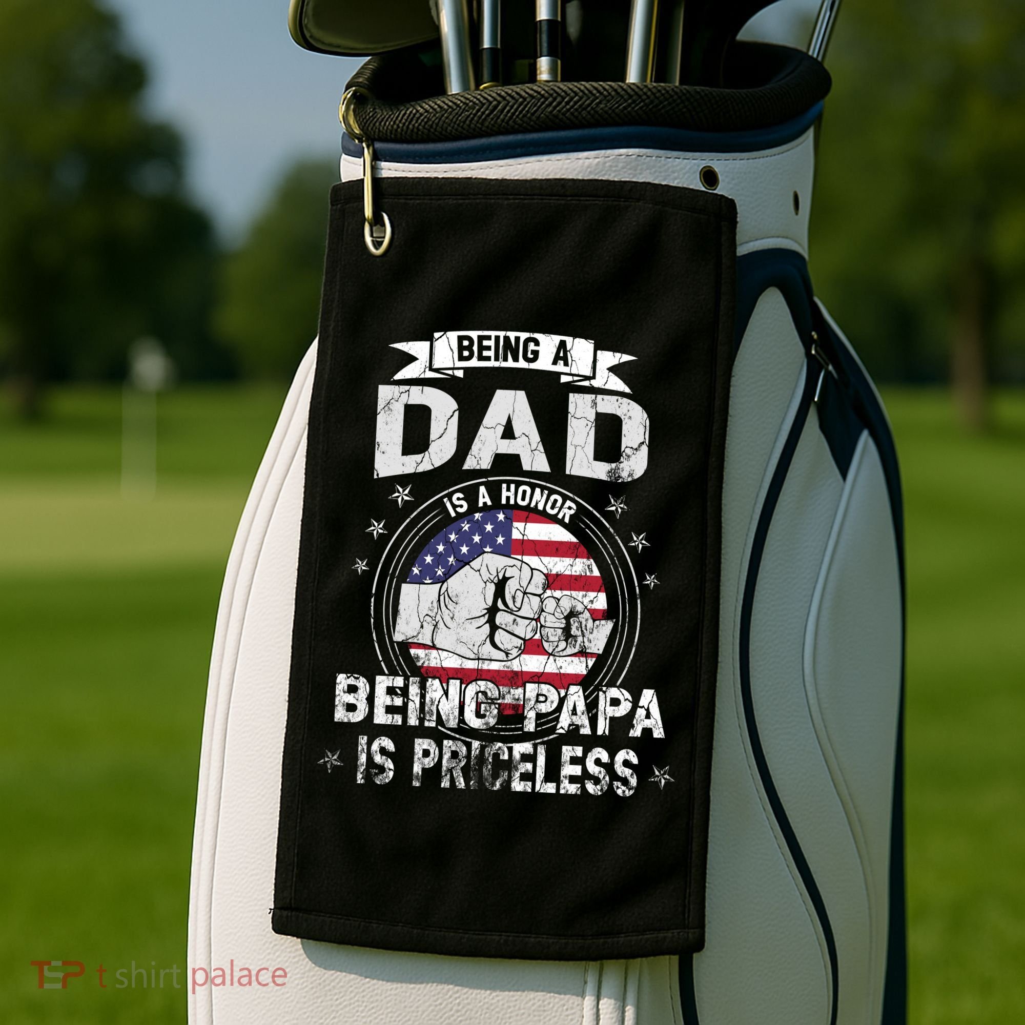 Being A Dad Is An Honor Being A Papa Is Priceless Funny Gift Golf Towel