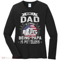 Being A Dad Is An Honor Being A Papa Is Priceless Funny Gift Women's Long Sleeve Shirt thumb 0