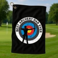 Best Archery Dad Ever Archer Dad Father's Day Archery Funny Gift Golf Towel thumb 1