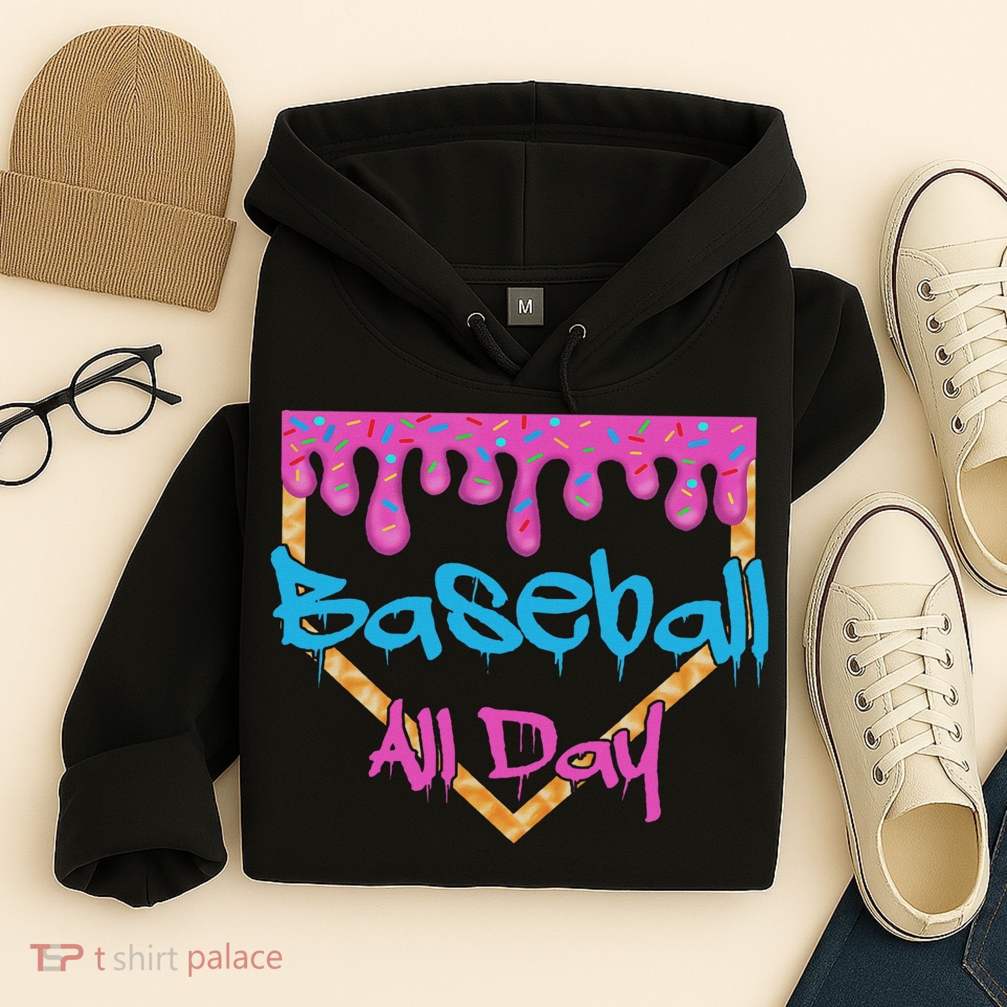 Baseball All Day Drip Home Plate Ice Cream Hoodie