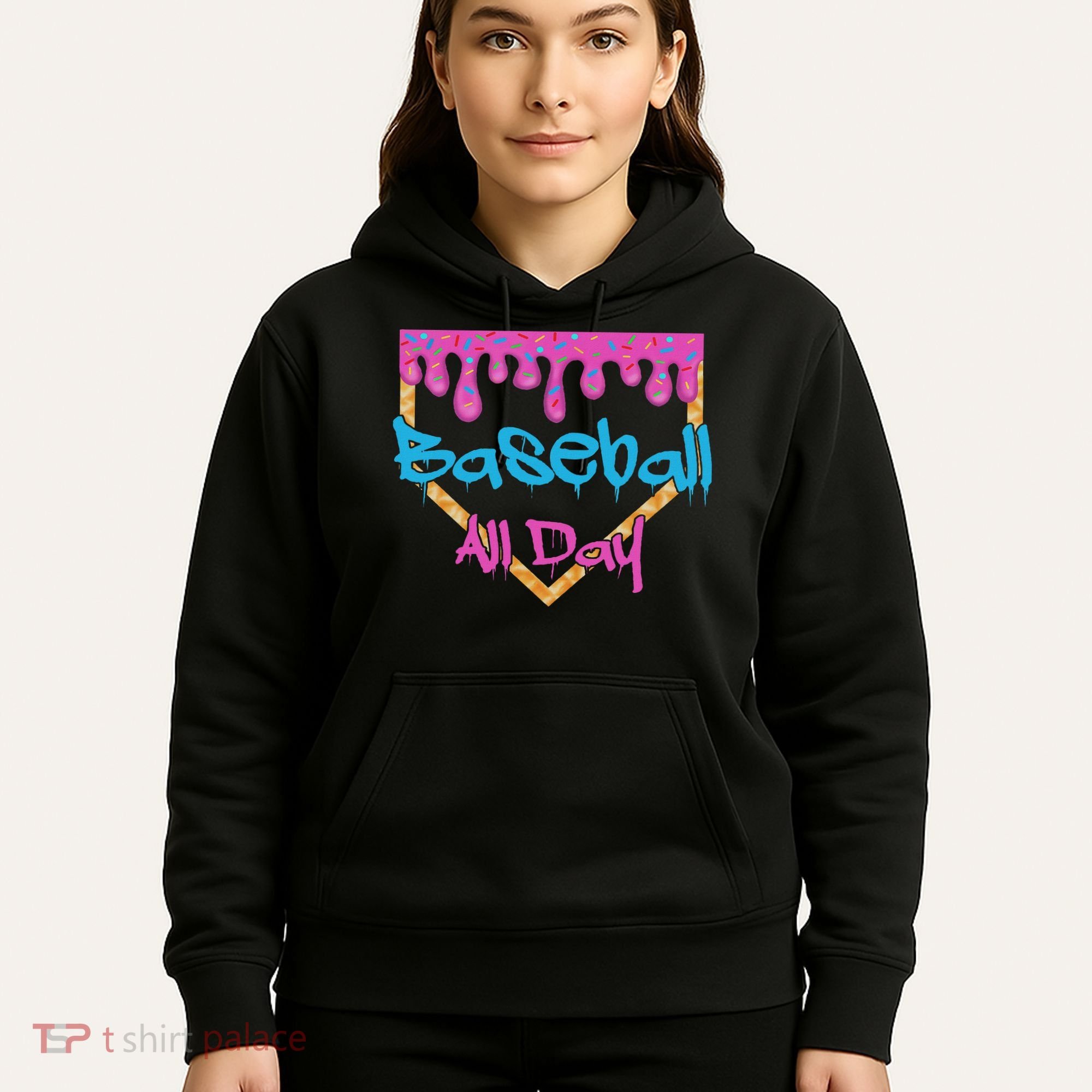 Baseball All Day Drip Home Plate Ice Cream Hoodie