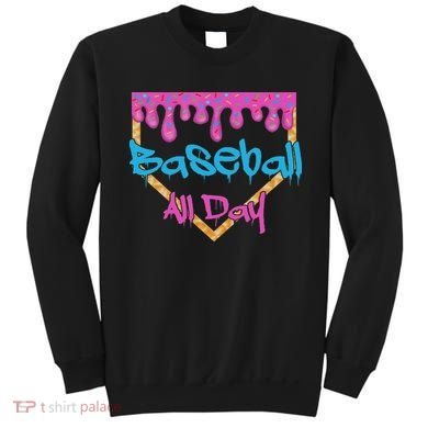 Baseball All Day Drip Home Plate Ice Cream Sweatshirt