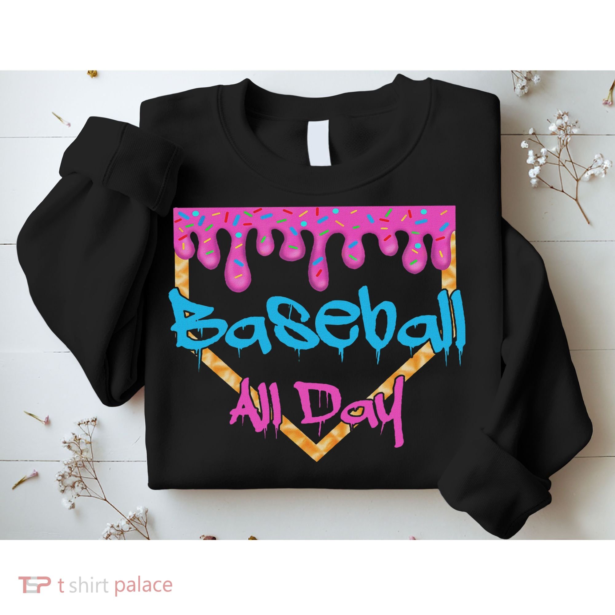 Baseball All Day Drip Home Plate Ice Cream Sweatshirt