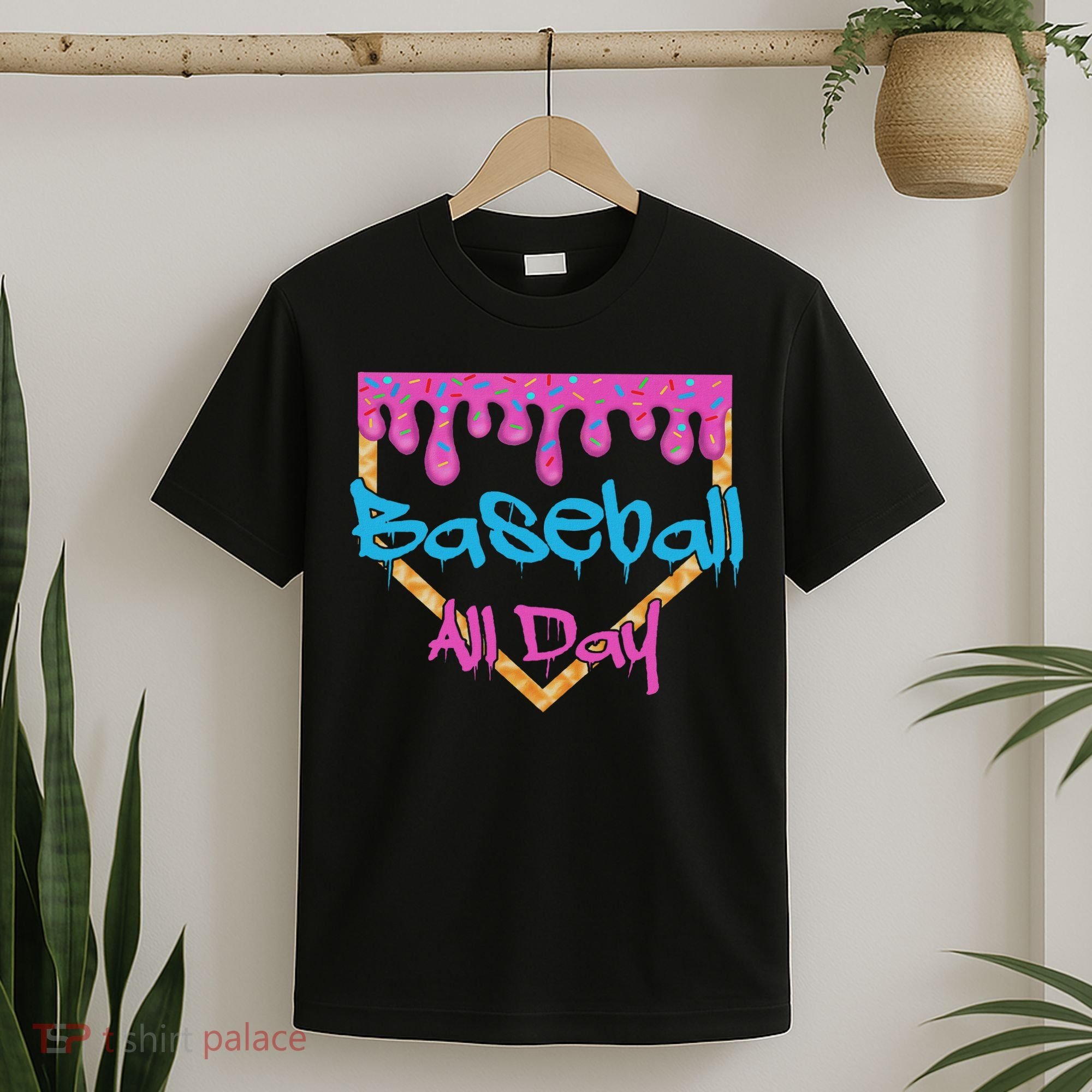 Baseball All Day Drip Home Plate Ice Cream T-Shirt