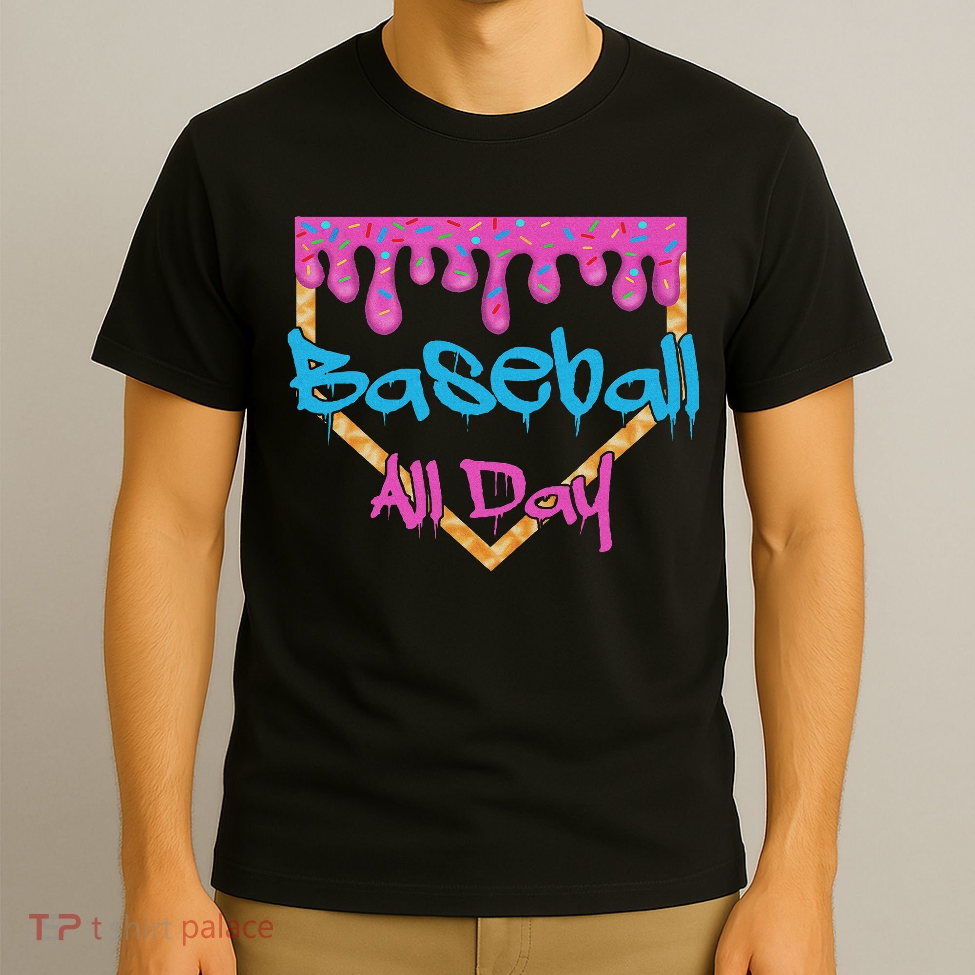 Baseball All Day Drip Home Plate Ice Cream T-Shirt