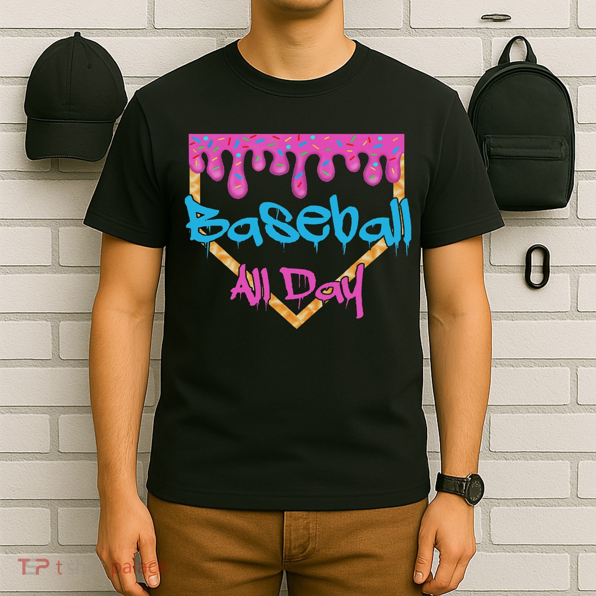 Baseball All Day Drip Home Plate Ice Cream T-Shirt