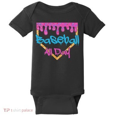 Baseball All Day Drip Home Plate Ice Cream Baby Bodysuit