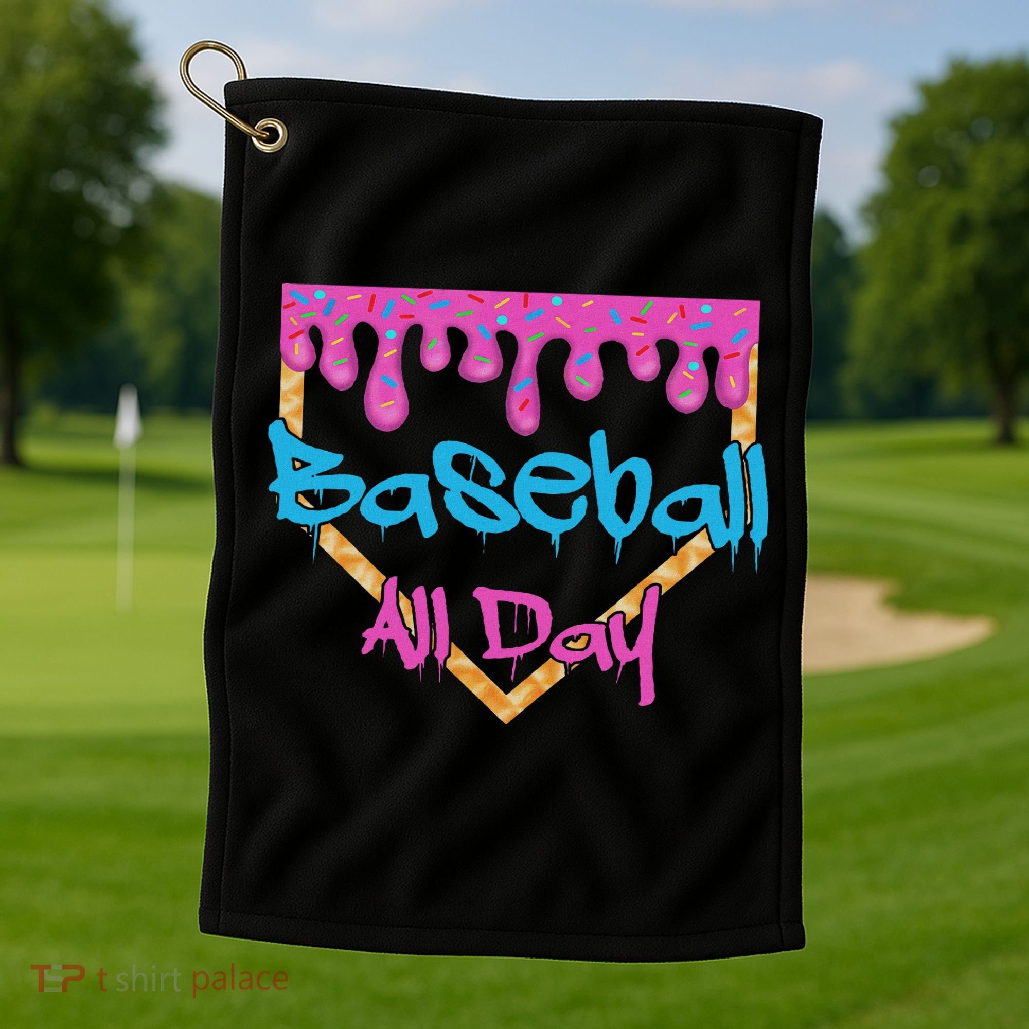 Baseball All Day Drip Home Plate Ice Cream Golf Towel