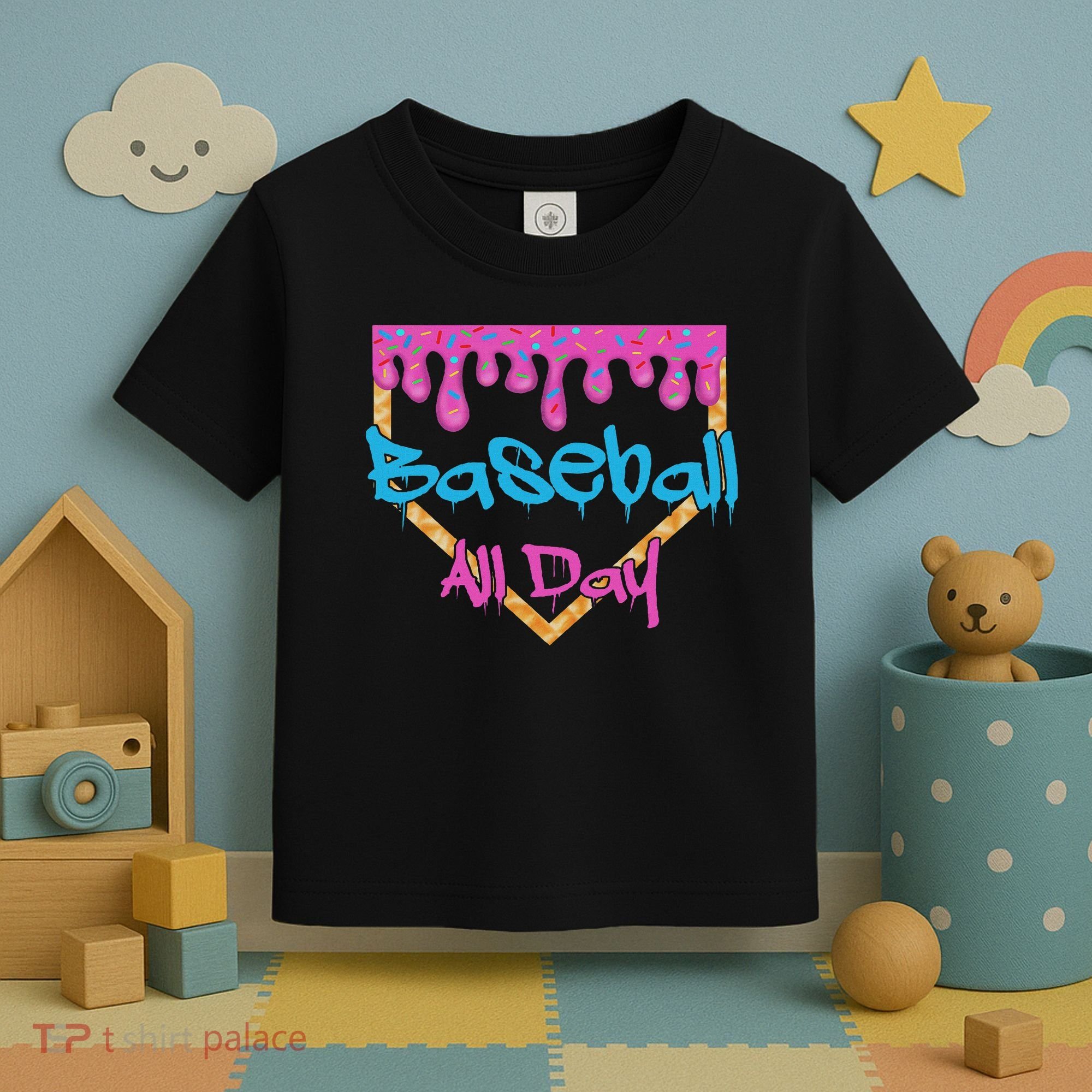 Baseball All Day Drip Home Plate Ice Cream Toddler T-Shirt