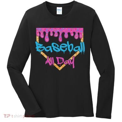 Baseball All Day Drip Home Plate Ice Cream Women's Long Sleeve Shirt