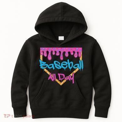 Baseball All Day Drip Home Plate Ice Cream Kids Hoodie