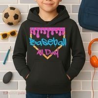 Baseball All Day Drip Home Plate Ice Cream Kids Hoodie thumb 2