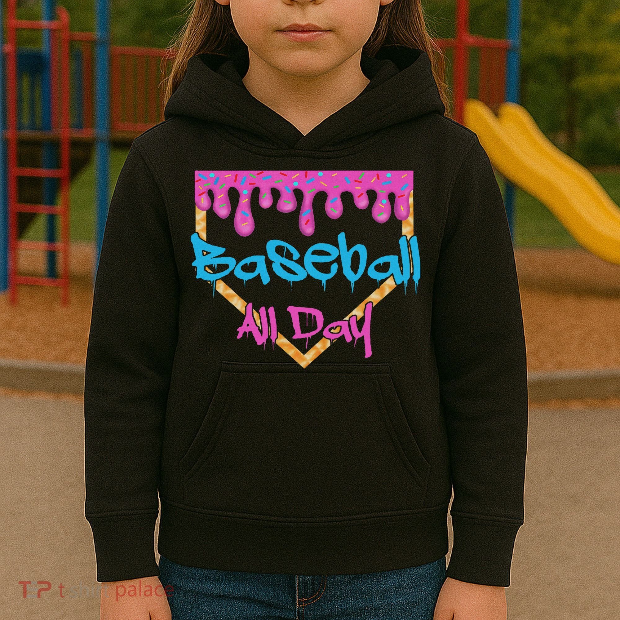 Baseball All Day Drip Home Plate Ice Cream Kids Hoodie