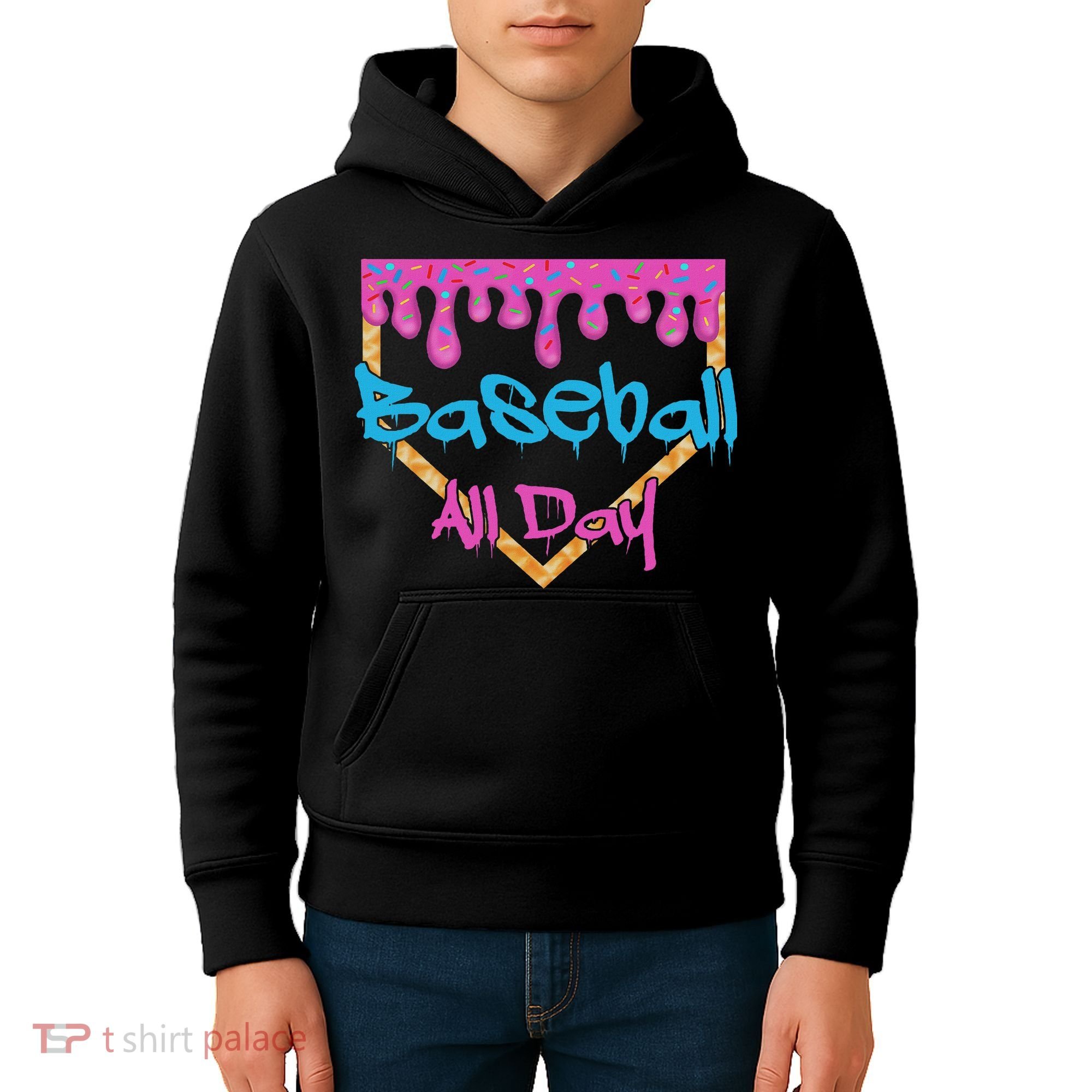Baseball All Day Drip Home Plate Ice Cream Kids Hoodie