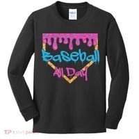 Baseball All Day Drip Home Plate Ice Cream Kids Long Sleeve Shirt thumb 0