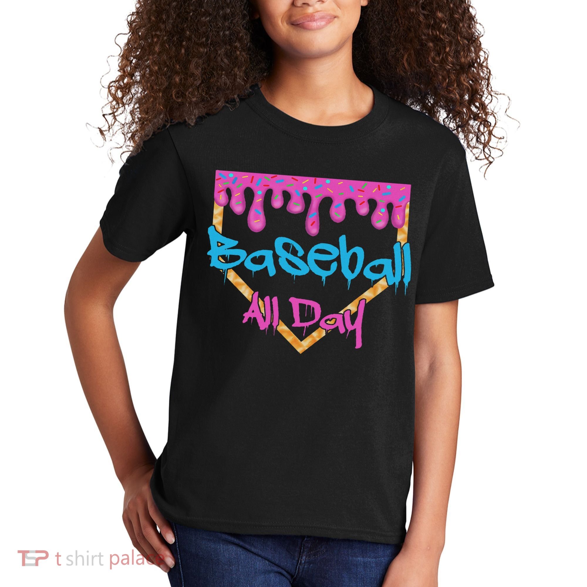 Baseball All Day Drip Home Plate Ice Cream Kids T-Shirt