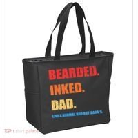Bada*s Dad Inked Bearded Like A Normal Dad Tote Bag thumb 2