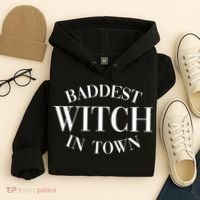 Baddest Witch In Town Funny Halloween Hoodie thumb 4